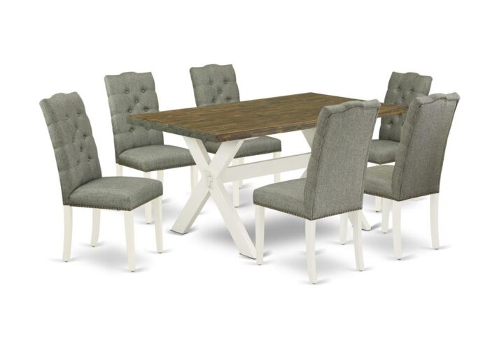 EAST WEST FURNITURE 7-PIECE DINING TABLE SET- 6 WONDERFUL DINING ROOM CHAIRS AND 1 DINING TABLE