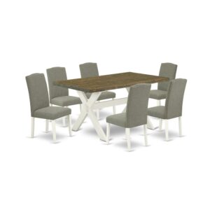 EAST WEST FURNITURE 7-PC DINING ROOM TABLE SET WITH 6 KITCHEN CHAIRS AND MODERN DINING TABLE