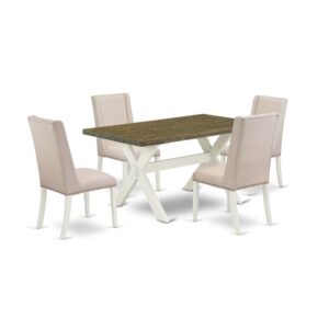 EAST WEST FURNITURE 5-PIECE RECTANGULAR DINING ROOM TABLE SET WITH 4 DINING CHAIRS AND DINING TABLE