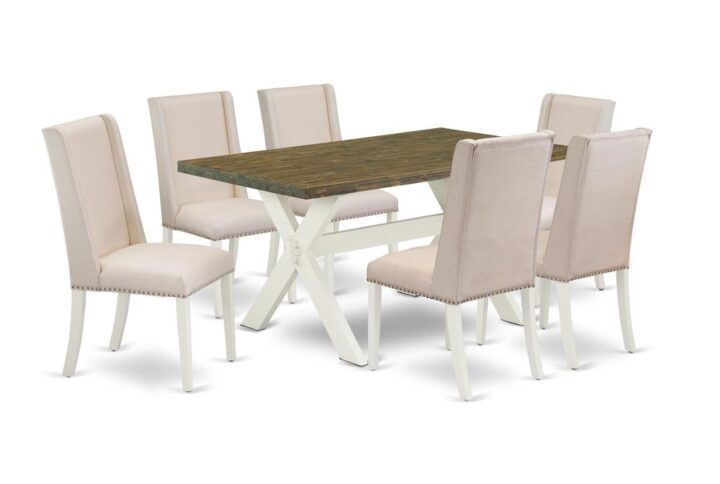 EAST WEST FURNITURE 7-PIECE RECTANGULAR DINING ROOM TABLE SET WITH 6 DINING CHAIRS AND DINING TABLE