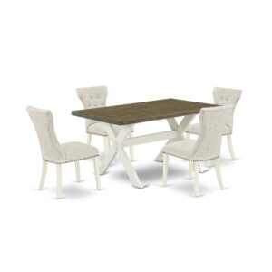 EAST WEST FURNITURE 5-PIECE RECTANGULAR DINING ROOM TABLE SET WITH 4 DINING CHAIRS AND RECTANGULAR KITCHEN TABLE