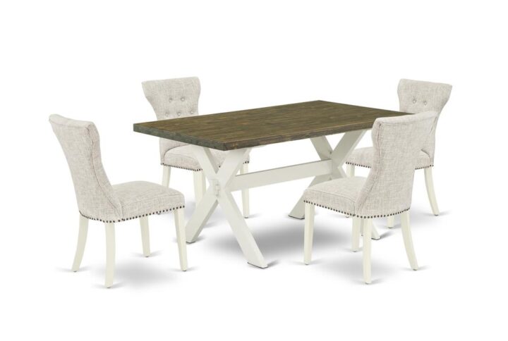 EAST WEST FURNITURE 5-PIECE RECTANGULAR DINING ROOM TABLE SET WITH 4 DINING CHAIRS AND RECTANGULAR KITCHEN TABLE