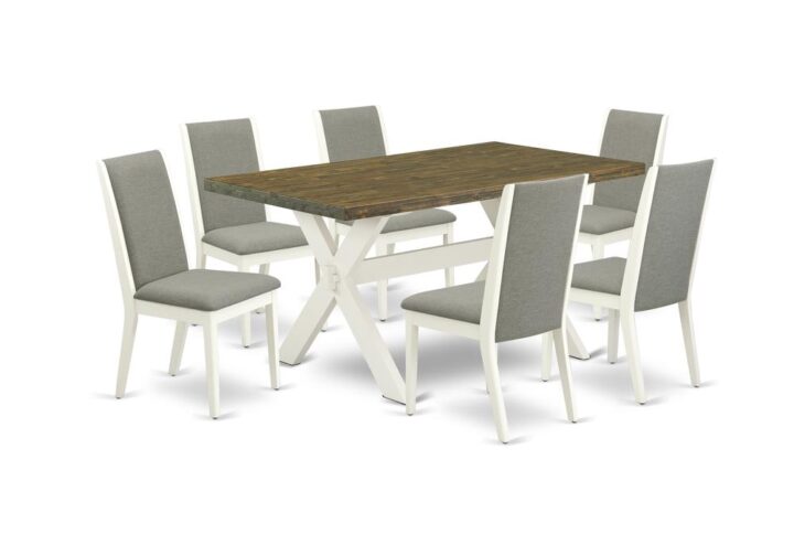 EAST WEST FURNITURE 7-PC DINING SET WITH 6 KITCHEN PARSON CHAIRS AND DINING TABLE