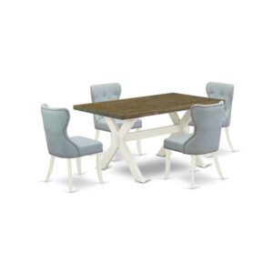 EAST WEST FURNITURE 5-PIECE KITCHEN ROOM TABLE SET- 4 AMAZING PARSON CHAIRS AND 1 MODERN DINING ROOM TABLE