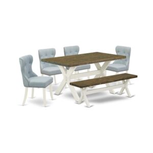 EAST WEST FURNITURE 6-PC MODERN DINING SET- 4 EXCELLENT PARSON DINING ROOM CHAIRS