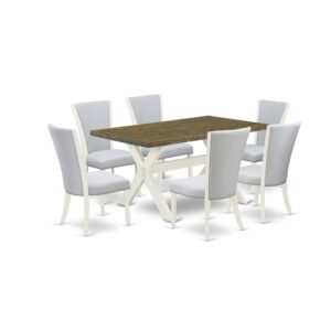 EAST WEST FURNITURE 7 - PC DINING ROOM SET INCLUDES 6 MID CENTURY DINING CHAIRS AND MODERN KITCHEN TABLE