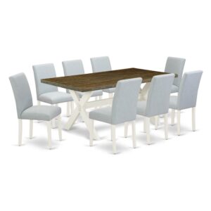 EAST WEST FURNITURE 9 - PIECE DINING TABLE SET INCLUDES 8 MID CENTURY DINING CHAIRS AND MODERN DINING TABLE