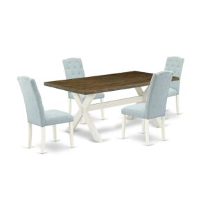 EAST WEST FURNITURE 5-PIECE MODERN DINING TABLE SET- 4 STUNNING PARSON CHAIRS AND 1 MODERN KITCHEN TABLE