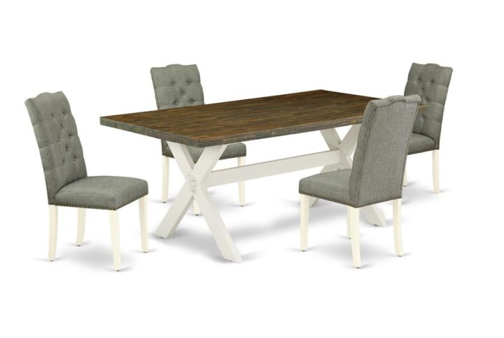 EAST WEST FURNITURE 5-PIECE MODERN DINING SET- 4 WONDERFUL PARSON DINING CHAIRS AND 1 MODERN KITCHEN TABLE