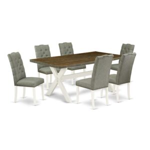 EAST WEST FURNITURE 7-PC DINING TABLE SET- 6 EXCELLENT DINING CHAIR AND 1 KITCHEN TABLE