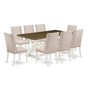 EaST WEST FURNITURE 9-PC DINING SET 8 FaNTaSTIC PaRSONS CHaIRS and RECTaNGULaR WOOD TaBLE