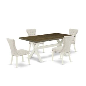 EAST WEST FURNITURE 5-Pc DINETTE SET- 4 WONDERFUL KITCHEN CHAIRS AND 1 DINING TABLE