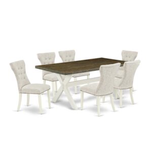 EAST WEST FURNITURE 7-PIECE KITCHEN ROOM TABLE SET- 6 FANTASTIC PARSON DINING ROOM CHAIRS AND 1 DINING TABLE