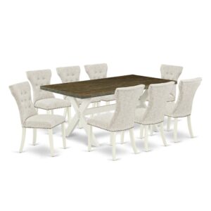 EAST WEST FURNITURE 9-PIECE DINETTE ROOM SET- 8 STUNNING KITCHEN PARSON CHAIRS AND 1 MODERN KITCHEN TABLE