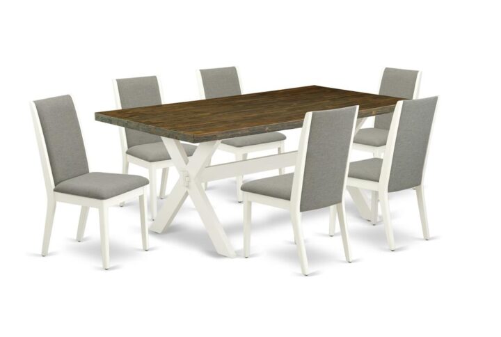 EAST WEST FURNITURE 7-PC KITCHEN TABLE SET WITH 6 KITCHEN PARSON CHAIRS AND DINING TABLE