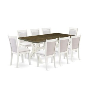 Our Eye-Catching Modern Dining Set  Will Boost The Beauty Of Any Dining Area With Its Stylish Design And Decor. This Mid Century Dining Set  Consists Of A Dining Table And 8 Matching Upholstered Chairs. This Dining Set  Adds Some Simple And Contemporary Beauty To Your Home. Ideal For Dinette