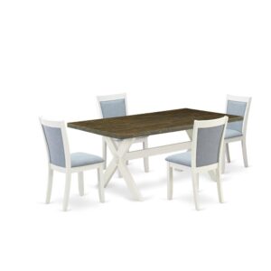 Our Eye-Catching Mid Century Modern Dining Table Set  Will Boost The Appearance Of Any Dining Area With Its Stylish Design And Decor. This Kitchen Table Set  Consists Of A Modern Kitchen Table And 4 Matching Modern Chairs. This Dinner Table Set  Adds Some Simple And Contemporary Elegance To Your Home. Ideal For Dinette
