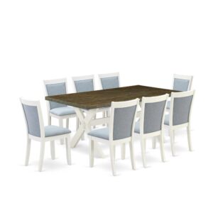Our Eye-Catching Kitchen Table Set  Will Enhance The Appearance Of Any Dining Area With Its Stylish Design And Decor. This Dinner Table Set  Consists Of A Beautiful Dining Table And 8 Matching Upholstered Dining Chairs. This Dining Table Set  Adds Some Simple And Contemporary Elegance To Your Home. Ideal For Dinette