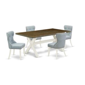 EAST WEST FURNITURE 5-PIECE KITCHEN DINING ROOM SET- 4 WONDERFUL PADDED PARSON CHAIR AND 1 MODERN DINING ROOM TABLE