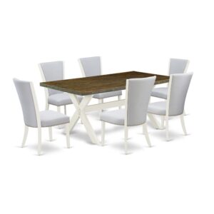 EAST WEST FURNITURE 7 - PIECE DINETTE SET INCLUDES 6 KITCHEN CHAIRS AND MODERN DINING TABLE