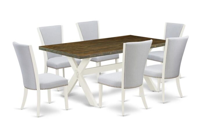 EAST WEST FURNITURE 7 - PIECE DINETTE SET INCLUDES 6 KITCHEN CHAIRS AND MODERN DINING TABLE