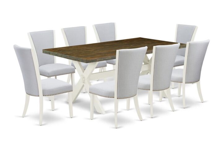 EAST WEST FURNITURE 9 - PC DINETTE SET INCLUDES 8 MID CENTURY DINING CHAIRS AND RECTANGULAR DINING TABLE