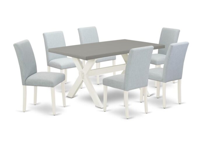 EAST WEST FURNITURE 7 - PC DINING ROOM SET INCLUDES 6 MID CENTURY MODERN CHAIRS AND RECTANGULAR KITCHEN DINING TABLE