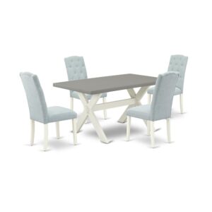 EAST WEST FURNITURE 5-Pc DINETTE SET- 4 WONDERFUL PARSON CHAIRS AND 1 RECTANGULAR TABLE
