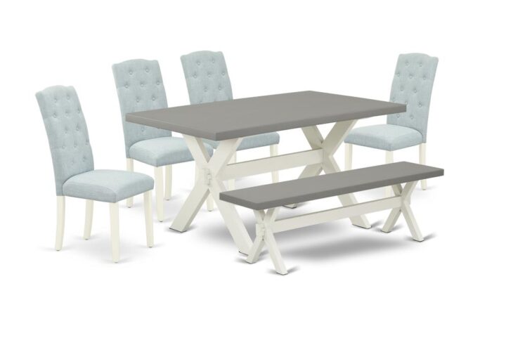 EAST WEST FURNITURE 6-PC DINING ROOM TABLE SET- 4 FABULOUS PARSON DINING ROOM CHAIRS