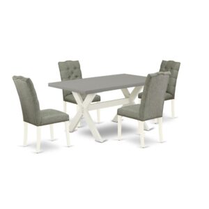 EAST WEST FURNITURE 5-Pc MODERN DINING SET- 4 EXCELLENT DINING PADDED CHAIRS AND 1 RECTANGULAR DINING TABLE