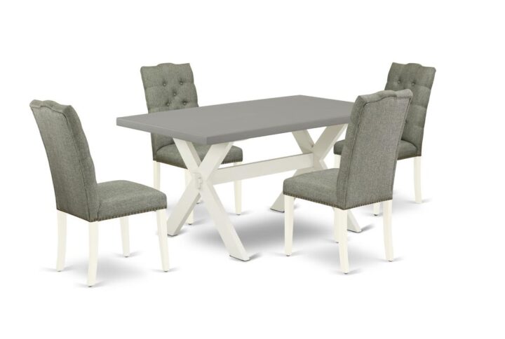 EAST WEST FURNITURE 5-Pc MODERN DINING SET- 4 EXCELLENT DINING PADDED CHAIRS AND 1 RECTANGULAR DINING TABLE