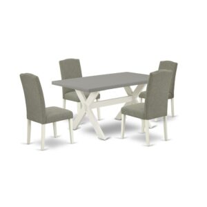 EAST WEST FURNITURE 5-PIECE MODERN DINING TABLE SET WITH 4 DINING CHAIRS AND KITCHEN TABLE