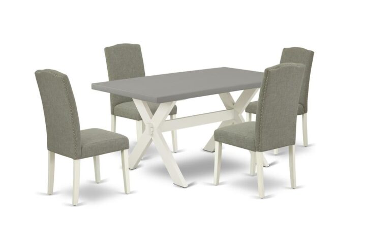 EAST WEST FURNITURE 5-PIECE MODERN DINING TABLE SET WITH 4 DINING CHAIRS AND KITCHEN TABLE