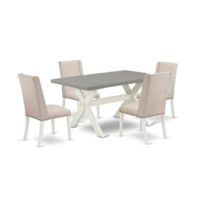EAST WEST FURNITURE 5-PC DINING SET WITH 4 PARSON DINING CHAIRS AND WOOD DINING TABLE