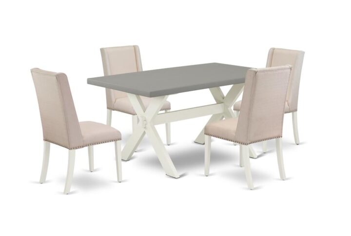 EAST WEST FURNITURE 5-PC DINING SET WITH 4 PARSON DINING CHAIRS AND WOOD DINING TABLE