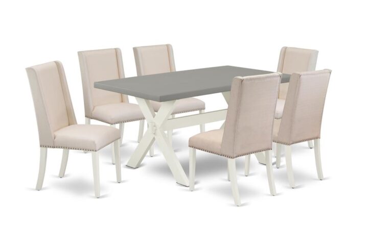 EAST WEST FURNITURE 7-PC KITCHEN TABLE SET WITH 6 PARSON DINING CHAIRS AND WOOD TABLE
