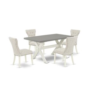 EAST WEST FURNITURE 5-Pc DINING ROOM SET- 4 FANTASTIC DINING ROOM CHAIRS AND 1 MODERN RECTANGULAR DINING TABLE