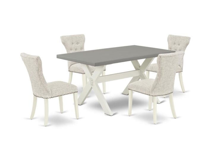 EAST WEST FURNITURE 5-Pc DINING ROOM SET- 4 FANTASTIC DINING ROOM CHAIRS AND 1 MODERN RECTANGULAR DINING TABLE