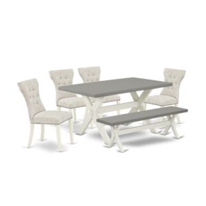 EAST WEST FURNITURE 6-PIECE DINING ROOM SET- 4 FANTASTIC DINING CHAIR