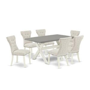 EAST WEST FURNITURE 7-PIECE KITCHEN DINING ROOM SET- 6 FABULOUS DINING ROOM CHAIRS AND 1 DINING TABLE