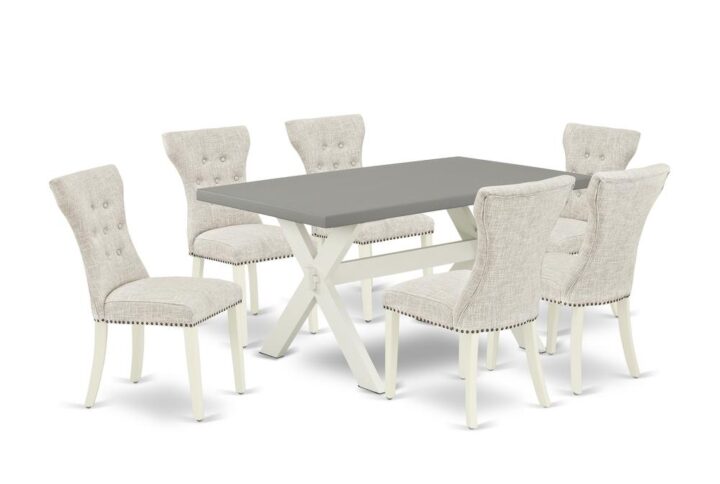 EAST WEST FURNITURE 7-PIECE KITCHEN DINING ROOM SET- 6 FABULOUS DINING ROOM CHAIRS AND 1 DINING TABLE