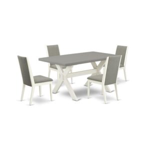 EAST WEST FURNITURE 5-PC KITCHEN SET WITH 4 MODERN DINING CHAIRS AND DINING ROOM TABLE