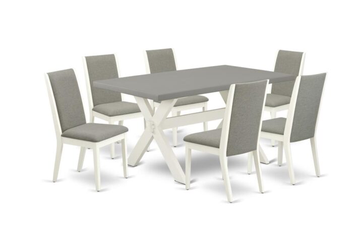 EAST WEST FURNITURE 7-PC DINING ROOM SET WITH 6 PARSON DINING ROOM CHAIRS AND WOOD TABLE