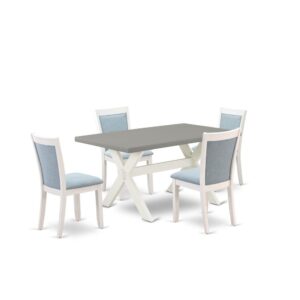 Our Eye-Catching Mid Century Modern Dining Table Set  Will Enhance The Beauty Of Any Dining Area With Its Stylish Design And Decor. This Modern Dining Set  Consists Of An Elegant Wood Dining Table And 4 Matching Dining Chairs. This Dining Room Set  Adds Some Simple And Contemporary Beauty To Your Home. Ideal For Dinette