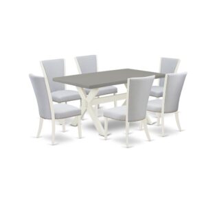 EAST WEST FURNITURE 7 - PC DINING TABLE SET INCLUDES 6 DINING CHAIRS AND DINING ROOM TABLE