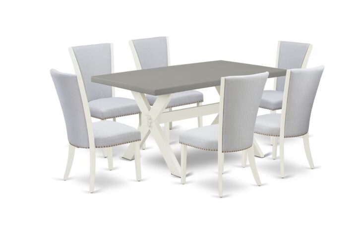 EAST WEST FURNITURE 7 - PC DINING TABLE SET INCLUDES 6 DINING CHAIRS AND DINING ROOM TABLE