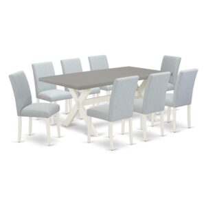 EAST WEST FURNITURE 9 - PIECE DINING ROOM TABLE SET INCLUDES 8 MODERN CHAIRS AND RECTANGULAR TABLE