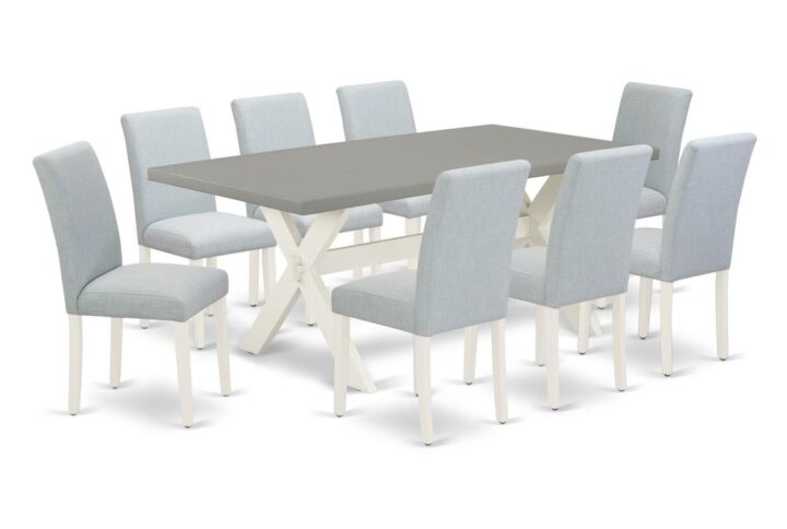 EAST WEST FURNITURE 9 - PIECE DINING ROOM TABLE SET INCLUDES 8 MODERN CHAIRS AND RECTANGULAR TABLE