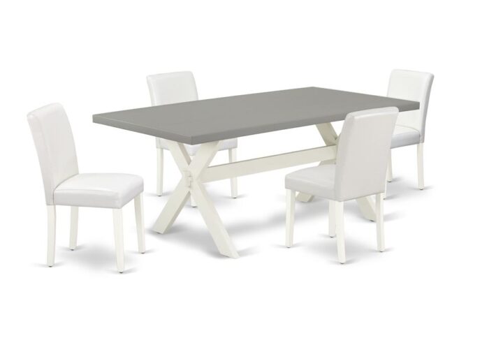 EAST WEST FURNITURE 5-PIECE KITCHEN SET WITH 4 PARSON CHAIRS AND RECTANGULAR TABLE