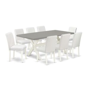EAST WEST FURNITURE 9-PIECE KITCHEN SET WITH 8 PARSON DINING ROOM CHAIRS AND dining table